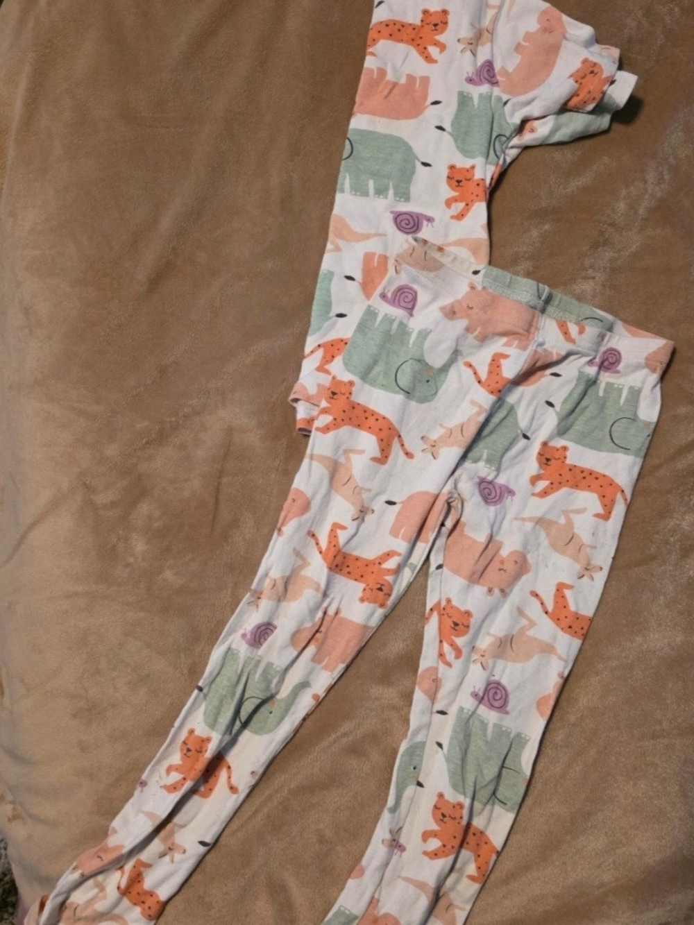 Carter's White Leggings with Orange and Green Animal Print